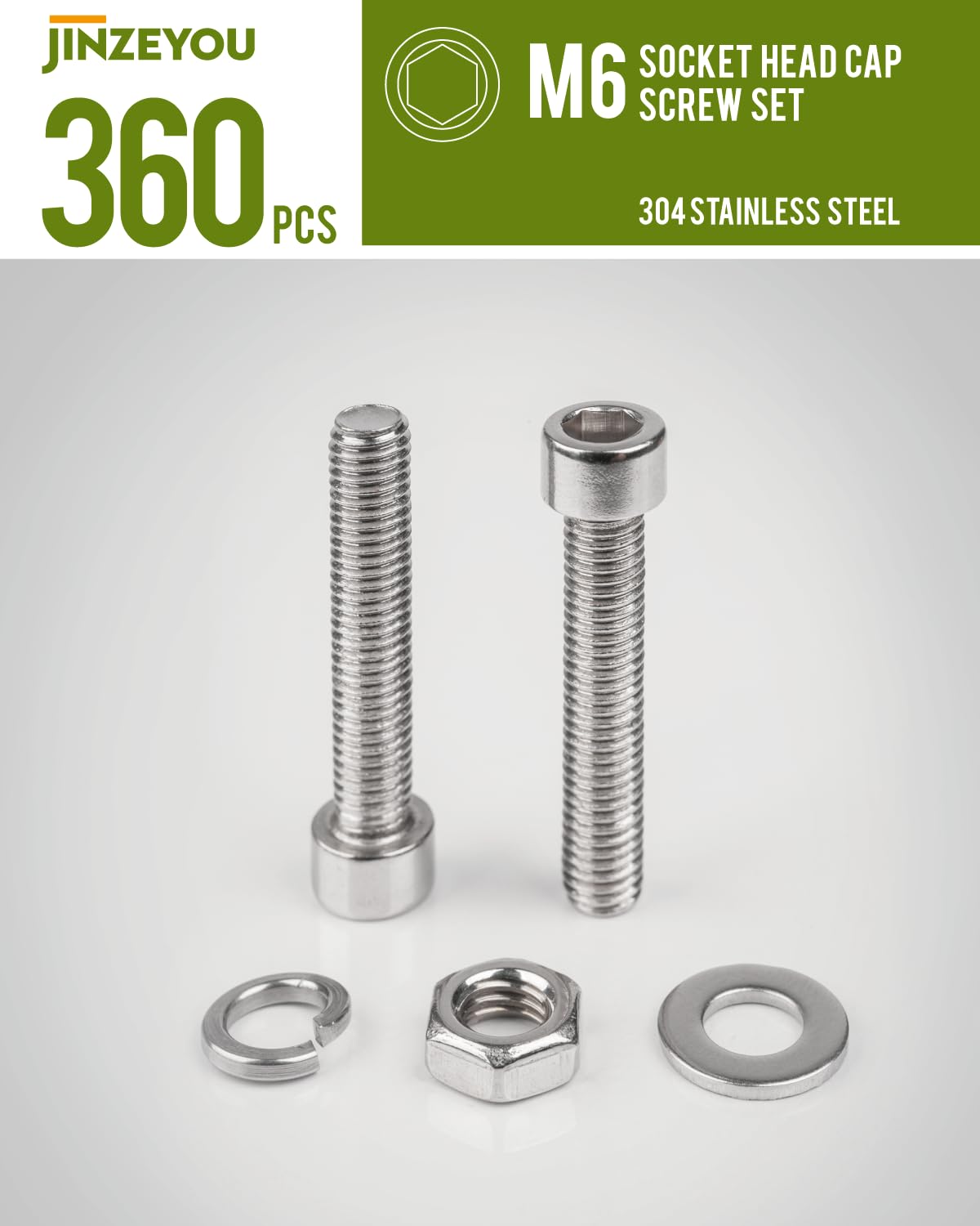 360 Pcs M6 Nuts and Bolts, Hex Socket Head Cap Screws Bolts and Nuts, Stainless Steel Machine Screws Bolts Set - Image 3