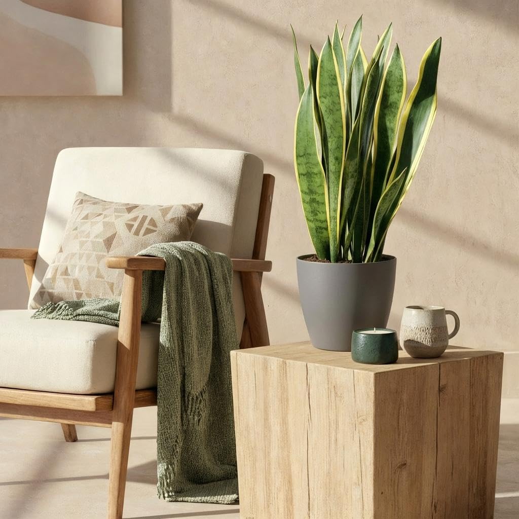 Bogenhanf Sansevieria Laurentii Schwiegermutterzunge grün gelb 70-Ø80 cm | für Innen und Außen, strukturierte Oberfläche, für Kräuter und Sukkulenten, standfeste Form