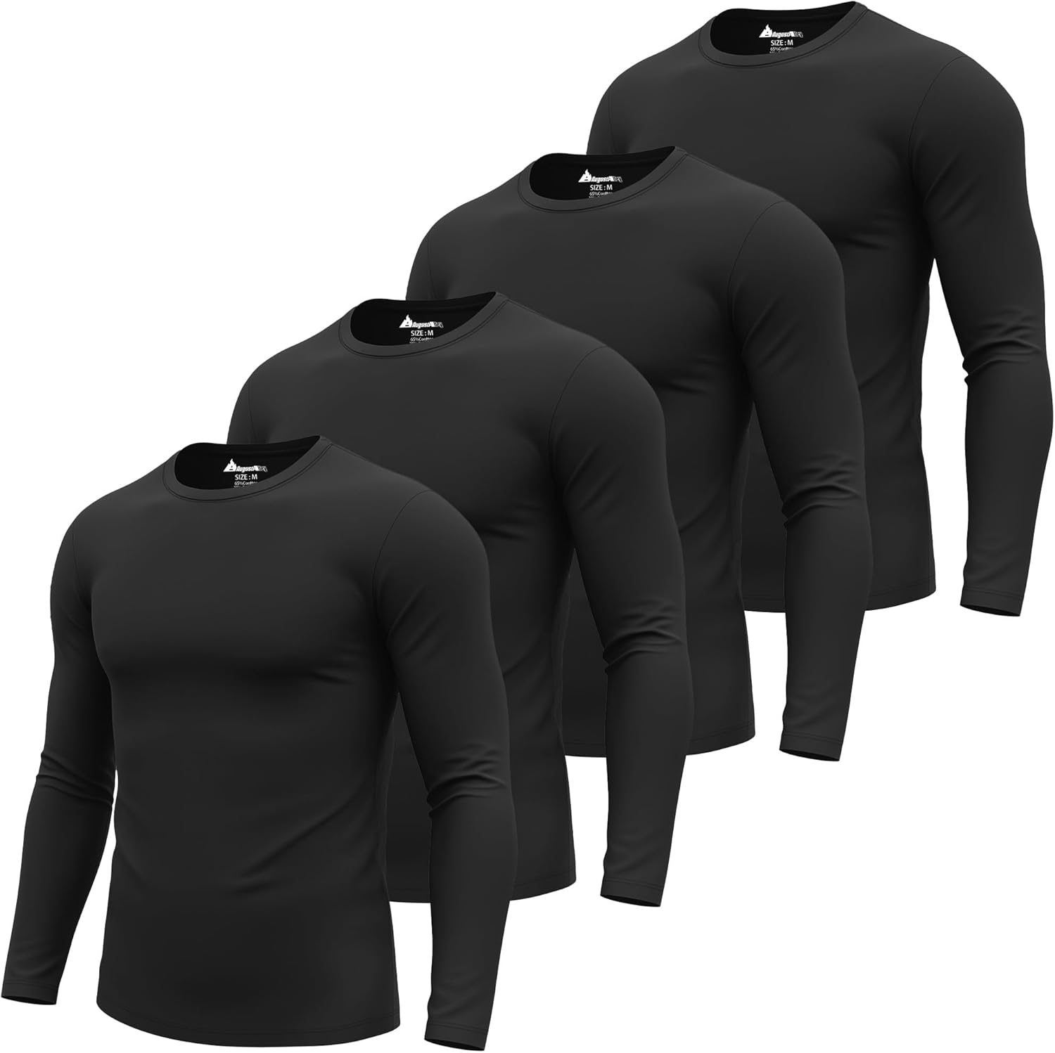 4 Pack Men's Long Sleeve Underscrub Shirts Nurse Crewneck Work Tops Stretchy Laying Undershirts Basic Tee - Image 3
