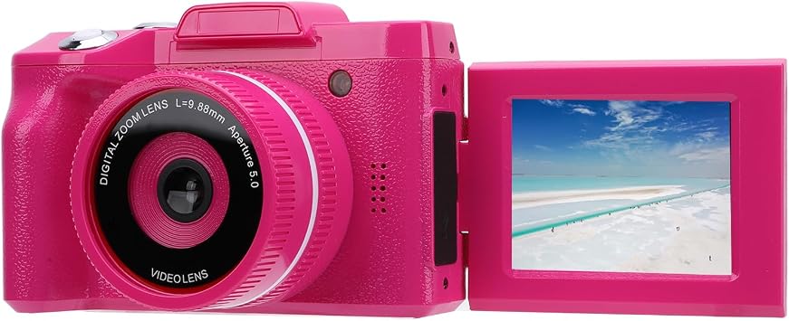 Digital Camera, FHD 16MP 1080P SLR Camera with 2.4in LCD Flip Screen, 16X Zoom, Anti Shaking, Portable Vlog Camera for School Traveling Growth Record