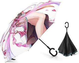 スポンサー広告 - 逆さ傘 逆折り式傘 白猫プロジェクト リーラン 桜 アニメ柄 男女兼用 【長さ81cm 車や電車バスで便利】C型持ち手 軽量 二重構造 耐強風 梅雨 撥水加工 晴雨兼用 UVカット 遮光 丈夫 濡れない傘 オシャレ ギフト ...