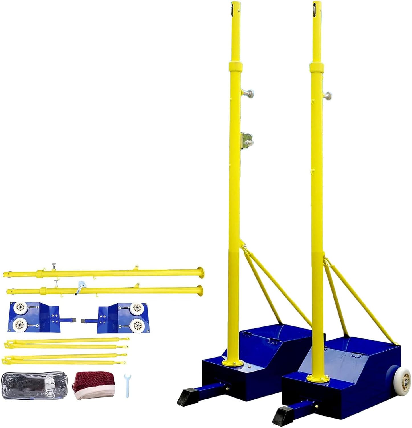 Adjustable Volleyball Poles with Net - Indoor/Outdoor Heavy Duty, 4 Heights (5.1ft-6.89ft), Portable with Wheels, Perfect for Adults, Youth, and Kids Sports Activities