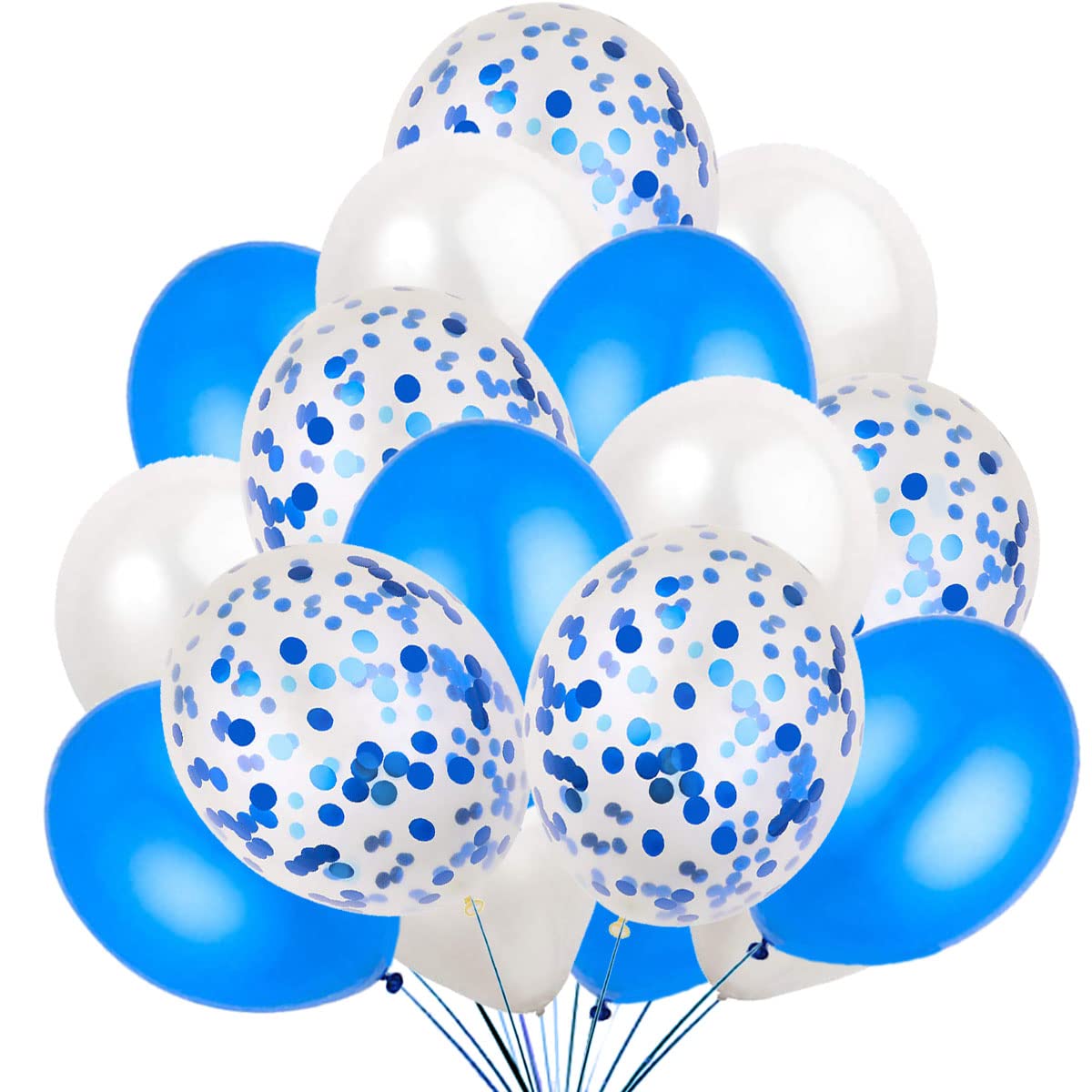 60 Blue White Confetti Balloons