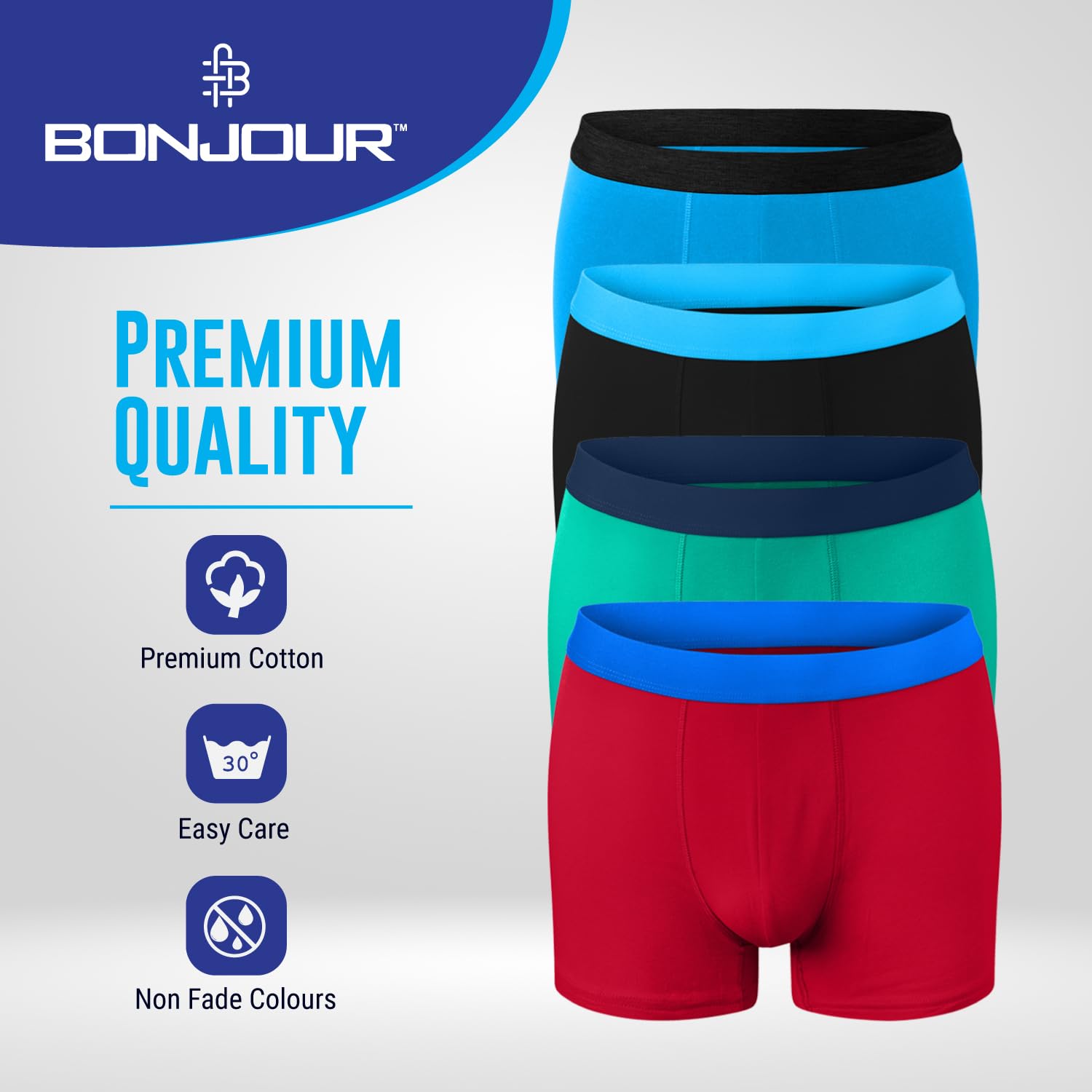 Bonjour® - Calzoncillos de algodón tipo bóxer para niños, de 5 a 13 años, paquetes de 6 y 12 unidades