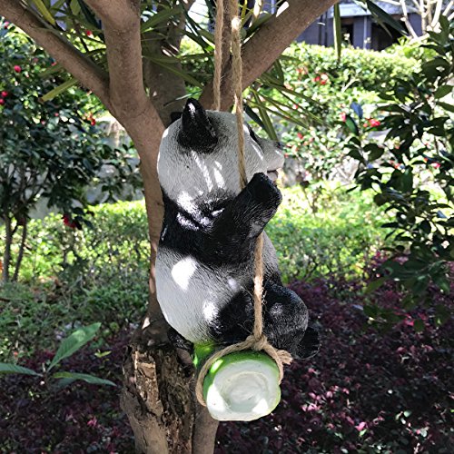 Goods247 Cute Black And White Panda Swing On Bamboo Creative Statue As Garden Decoration #TOP4