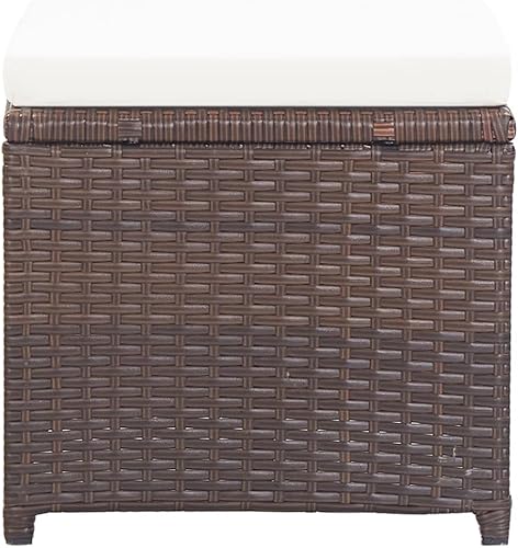 Miniatura 5 de Patio Stools 4 pcs with Cushions Poly Rattan Brown Patio Chairs. Outdoor Balcony Chairs Sillas para Comedor for Beach Picnic Terrace Study