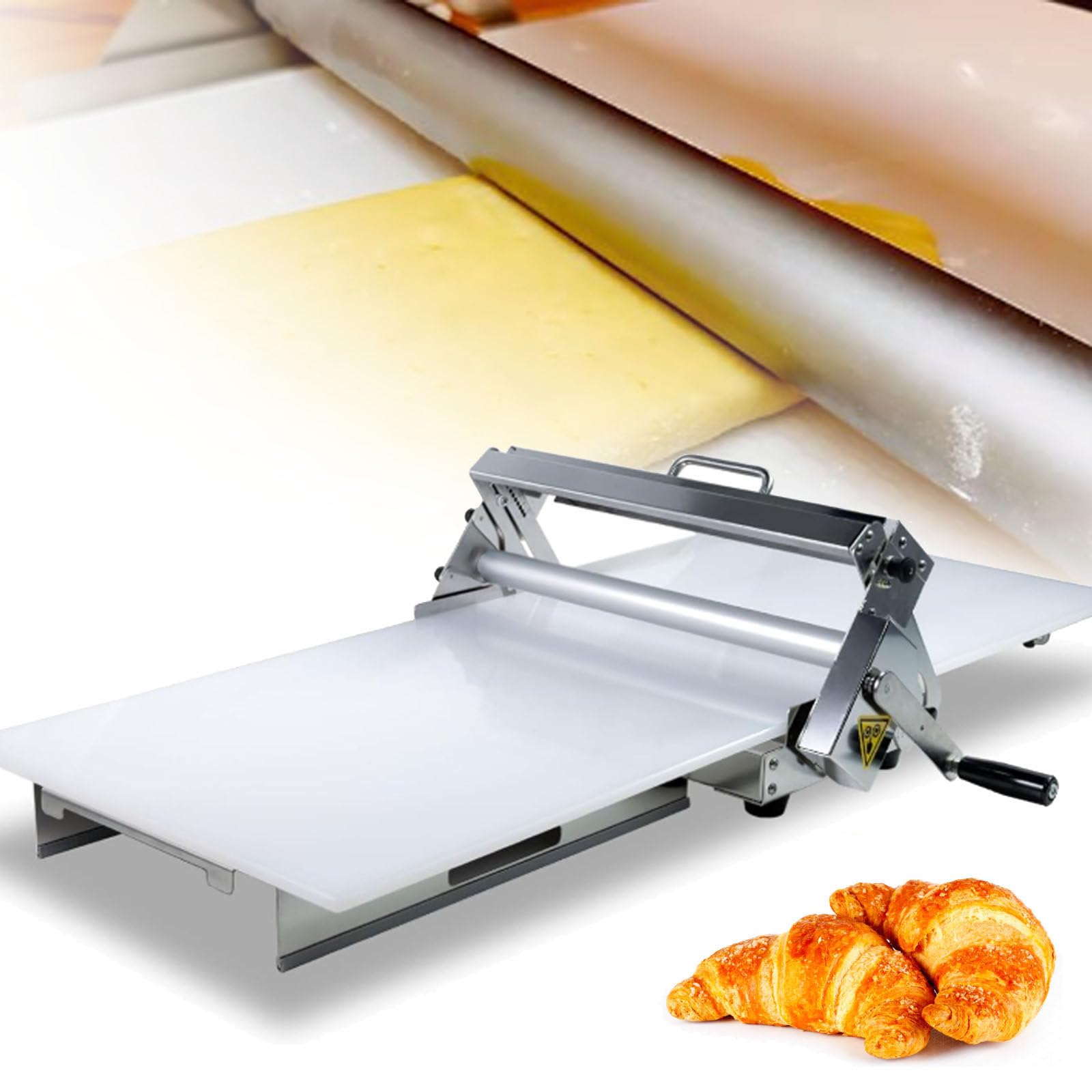 Máquina laminadora de masa, laminadora manual para panadería, equipo de hojaldre plegable con grosor ajustable, diseño compacto para un fácil almacenamiento