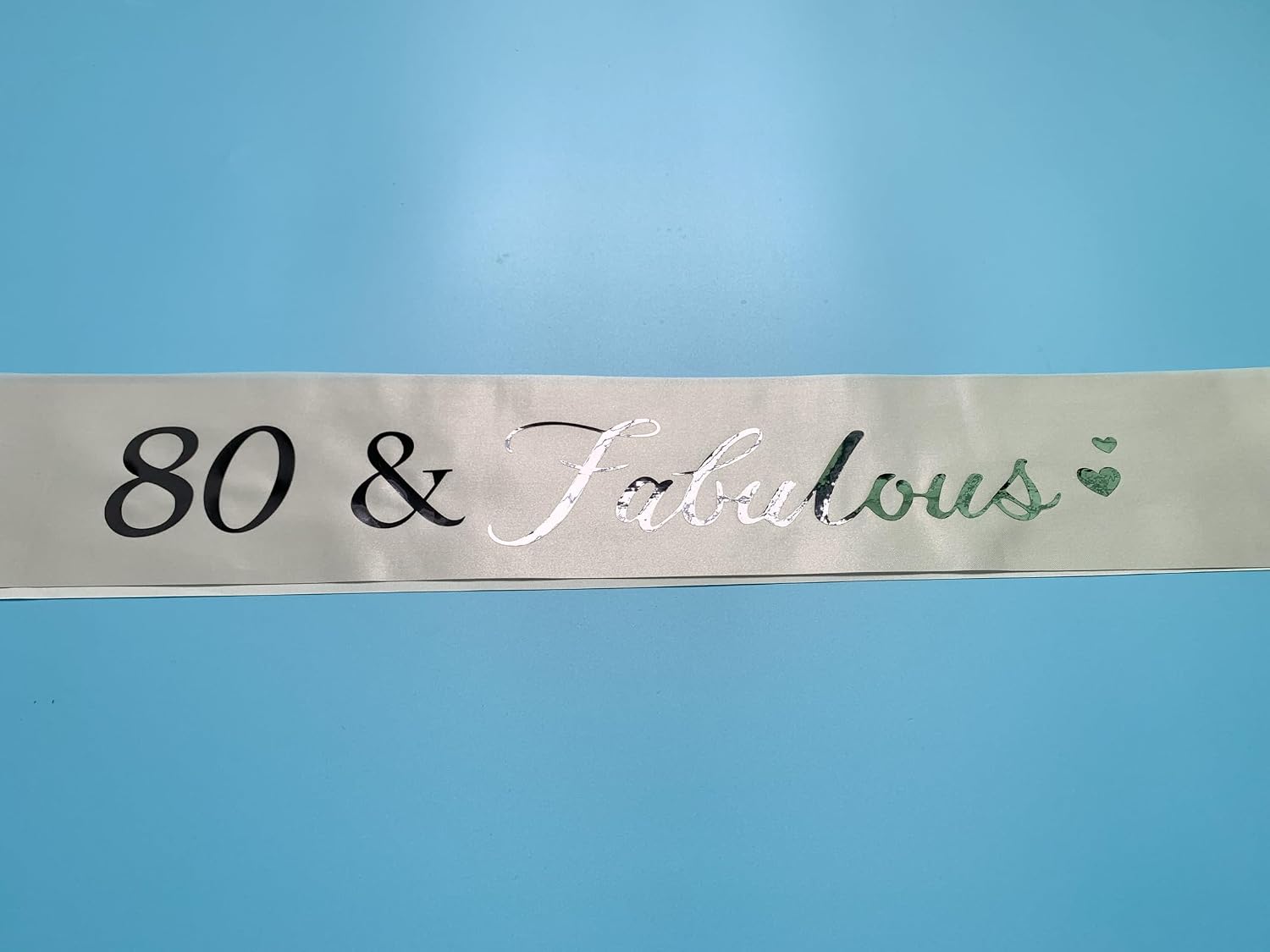 80th Birthday Sash, 80 Fabulous Birthday Sash for Women Silver Sash with Black Foil Letter 80th Birthday sash for men Party Decorations Favors Silver Black