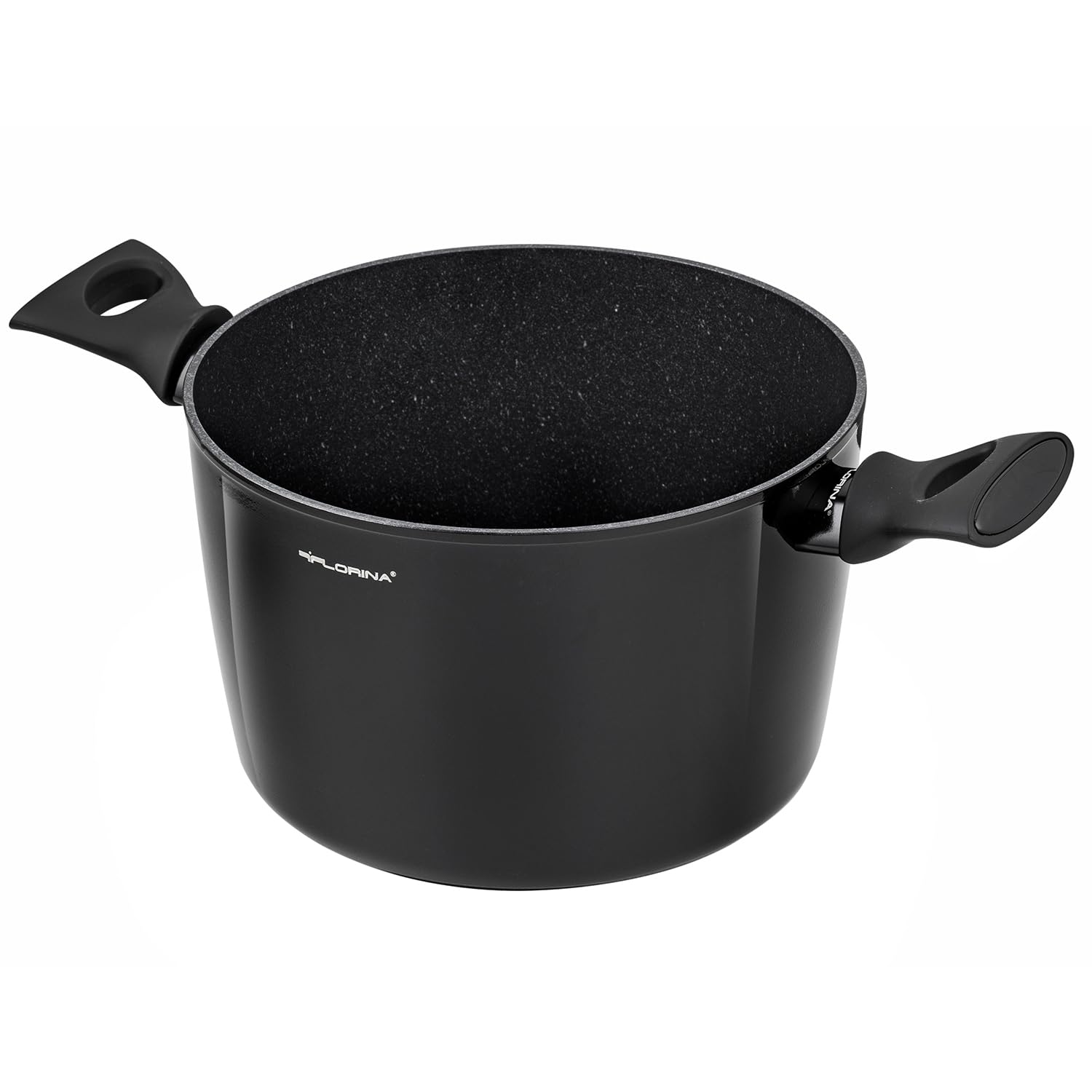 FLORINA Faitout Aluminium (6,4 l) I Diamètre de 24 cm I Marmite avec Couvercle en Verre Silicone MAGNUM I Poignées Softtouch I Faitout pour Induction, Marmite tous Feux I Revêtement Antiadhésif