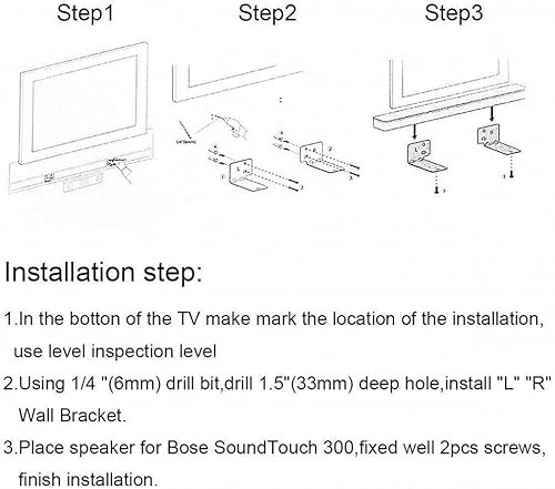 Miniatura 6 de Dinghosen Soporte de pared para barra de sonido debajo de TV, para Samsung, Sony, LG, Vizio, Bose, Onn, JBL, Polk Audio, TCL, Yamaha, Sonos, RCA y