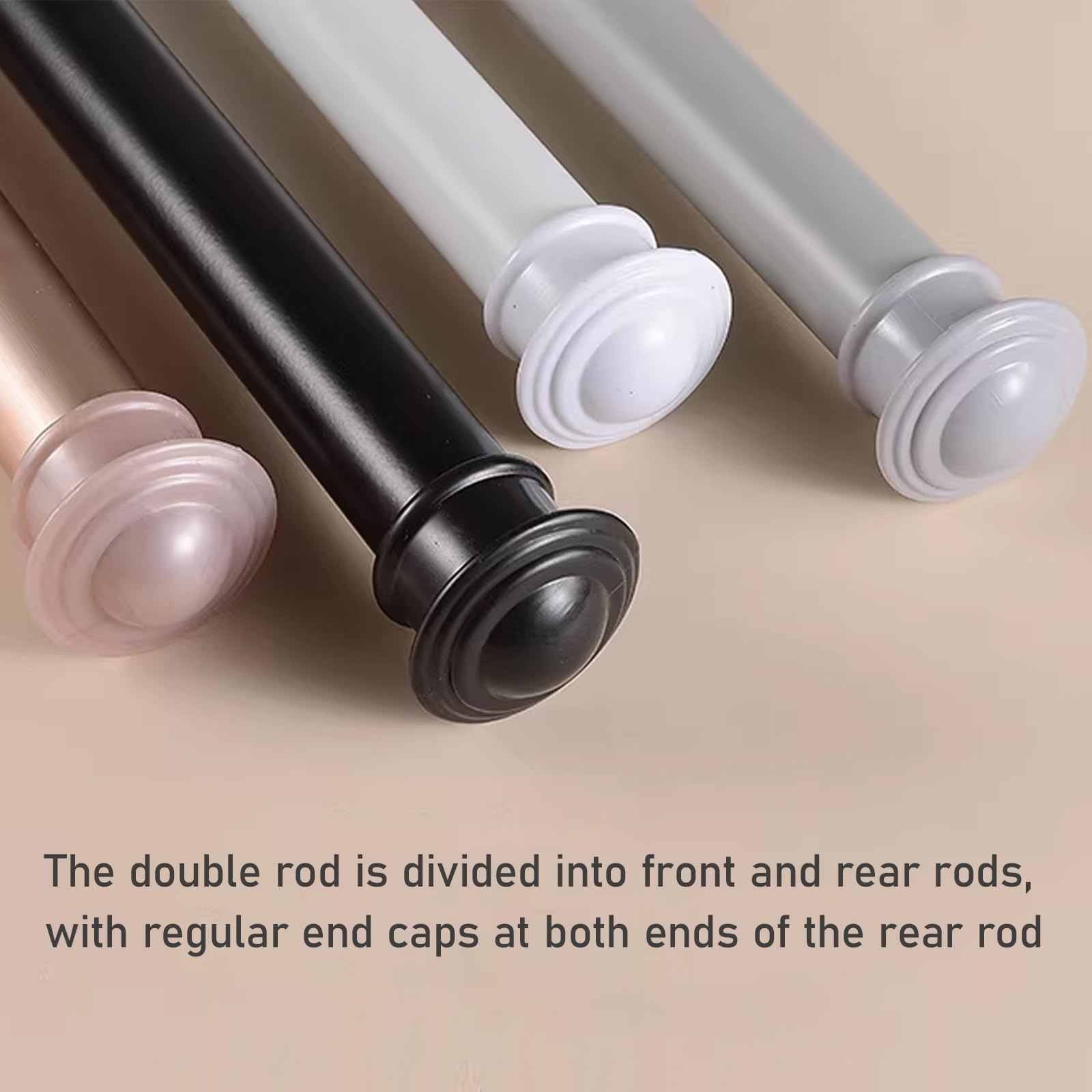 Bastoni per Tende Doppio Binario in Lega di Alluminio Supporto Robusto con Anelli Silenziosi per Tende Velate Oscuranti da Parete Soggiorno Camera(White,160CM)