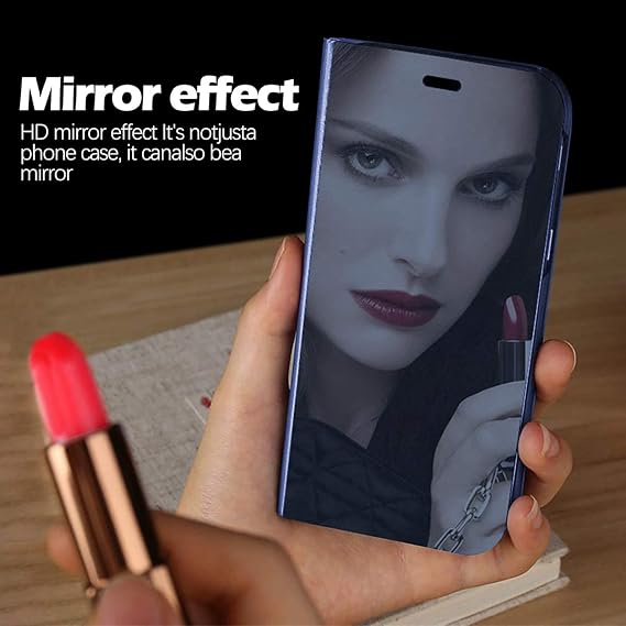 Migexxkj Samsung Galaxy A35対応 ケース フリップレザーカバー クリア S-View ミラー 耐衝撃カバー キックスタンド付き 傷防止 保護ケース Samsung A35 5G用ブルー