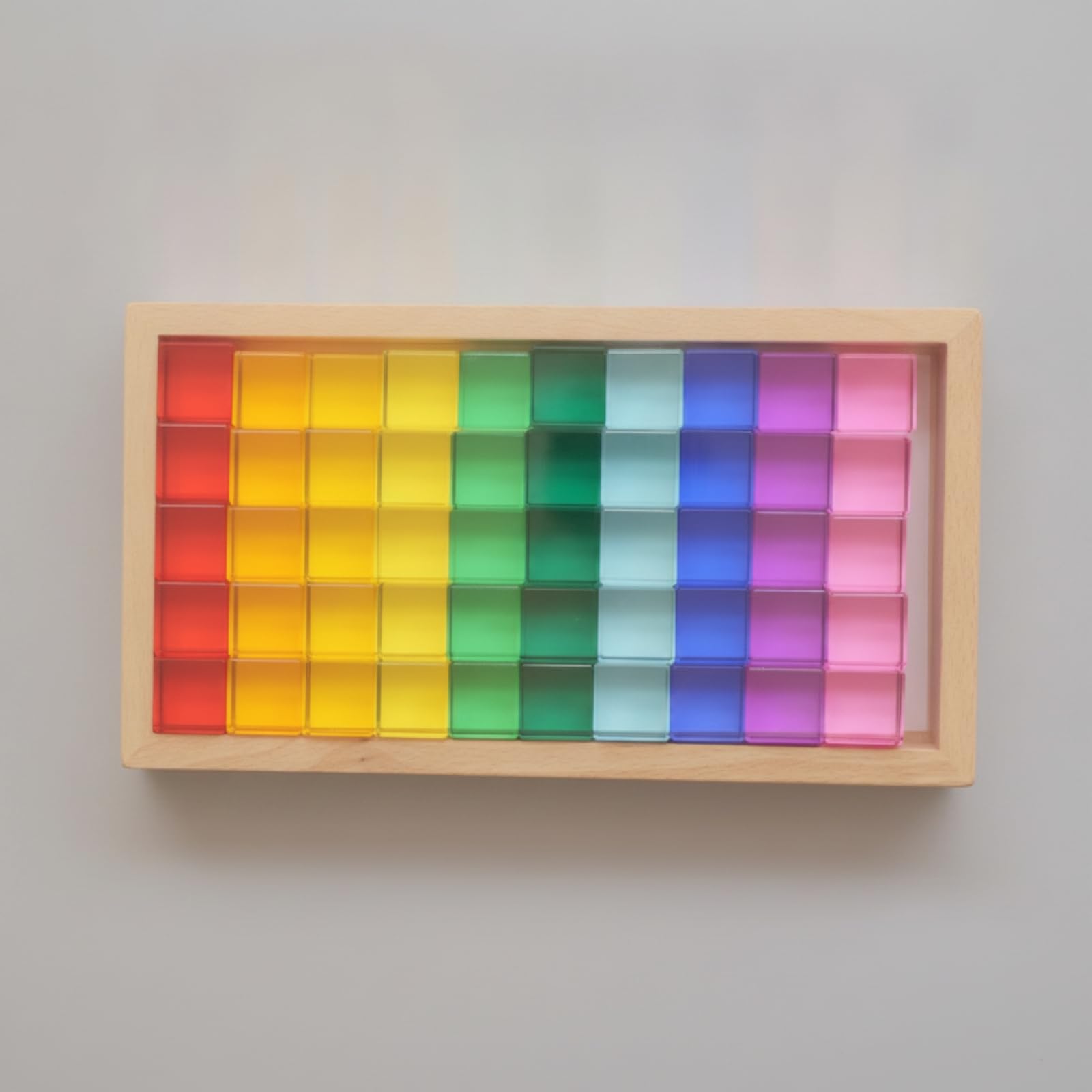 50 Pezzi Mattoncini Incastro | Traslucido, Mattoncini Colorati in Acrilico, Colorato, Blocchi da Costruzione in Legno e Acrilico, per Tavolo Luminoso