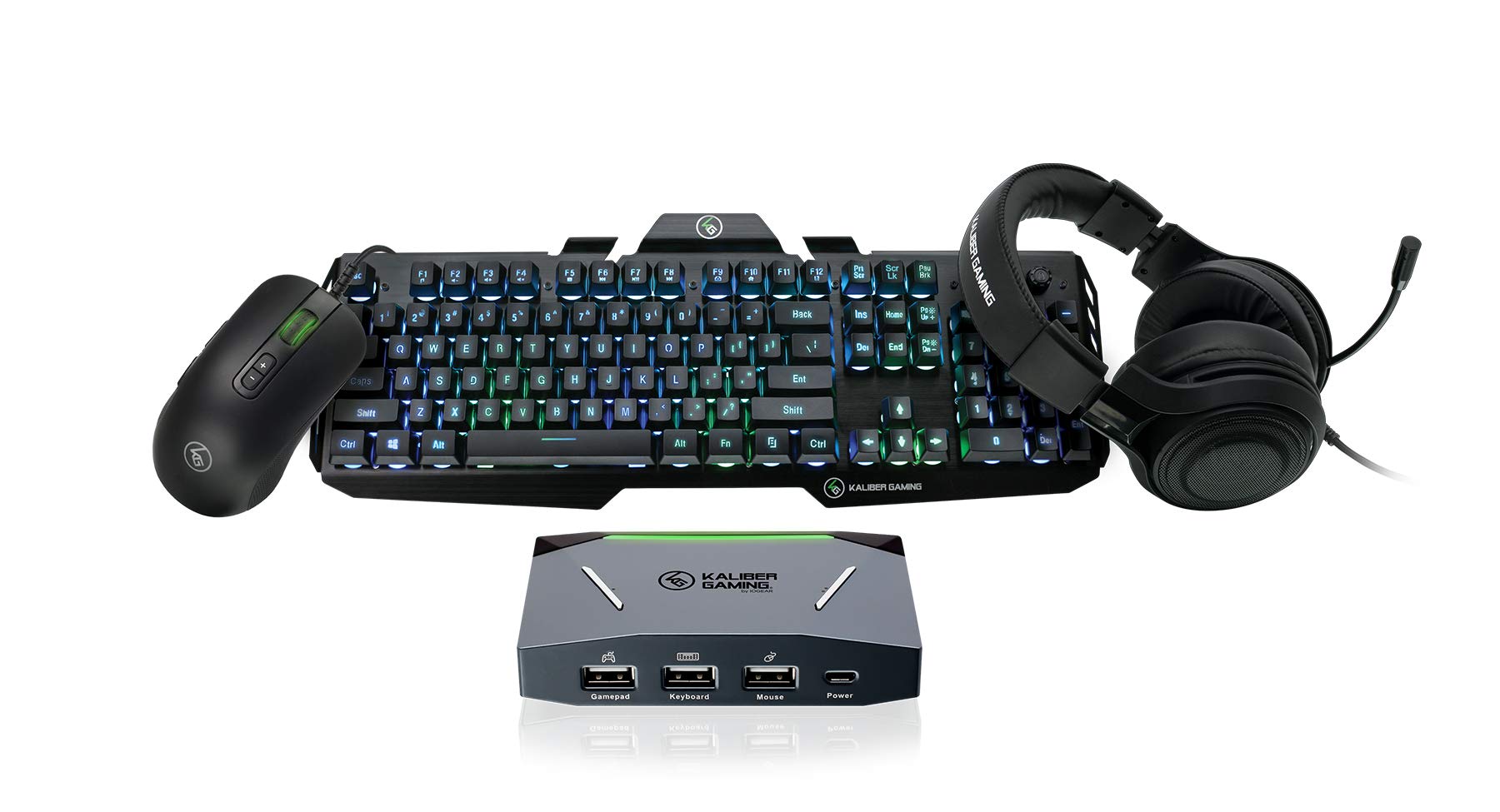 IOGEAR -KeyMander 2/Keyboard/Mouse/Headset Bundle -GE1337P2KIT3, Black