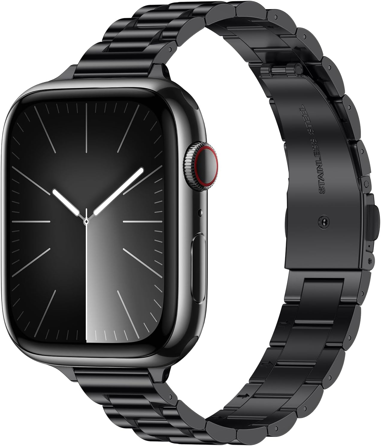 Tasikar Thin Band Compatible with Apple Watch Band 49mm 46mm 45mm 44mm 42mm Women Stainless Steel Metal Replacement Strap Compatible with iWatch Ultra 3 2 1 SE Series 11 10 9 8 7 6 5 4 3, Black