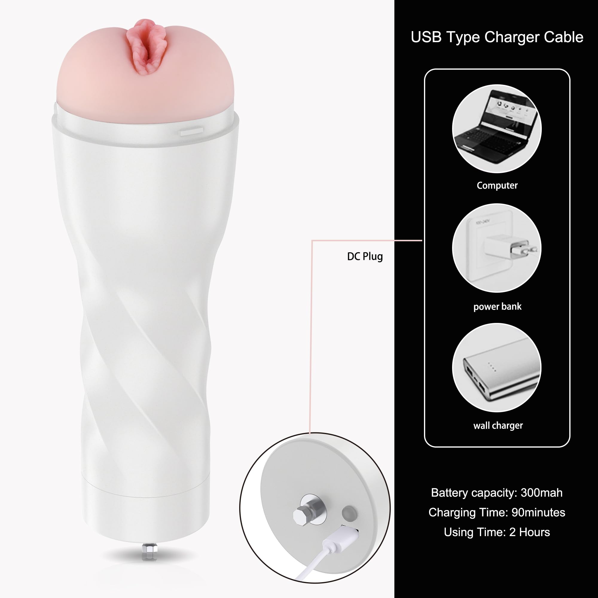 hismith male masturbator Hismith Male Masturbator, 3 Speed+2 Modes Vibrating Male Stroker with  Remote Controller main image 0