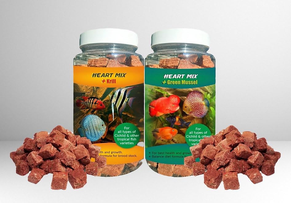V Aquaria Combo Pack, High Protein Fish Food with Rich Source of Omega-3 Fatty Acids & Vitamins (Heart Mix + Krill & Green Mussel) (B0CB52WN82) Amazon Price History, Amazon Price Tracker