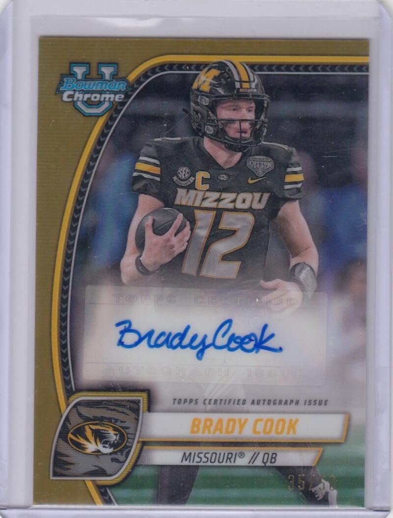 Football Trading Card 2024 Bowman University Chrome Prospect Autograph Refractor Gold #PA-BCO Brady Cook EX/NM Auto 35/50