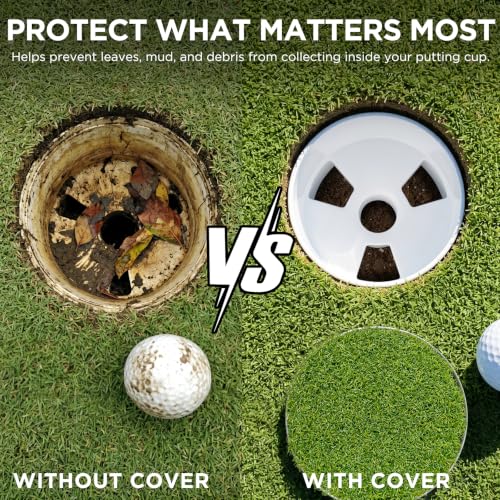 Image of KINGTOP Stainless Steel Golf Hole Cup Covers with Artificial Turf | 304 stainless steel base, artificial turf top, standard cup fit, foot-traffic resistance, multi-use practice putting greens
