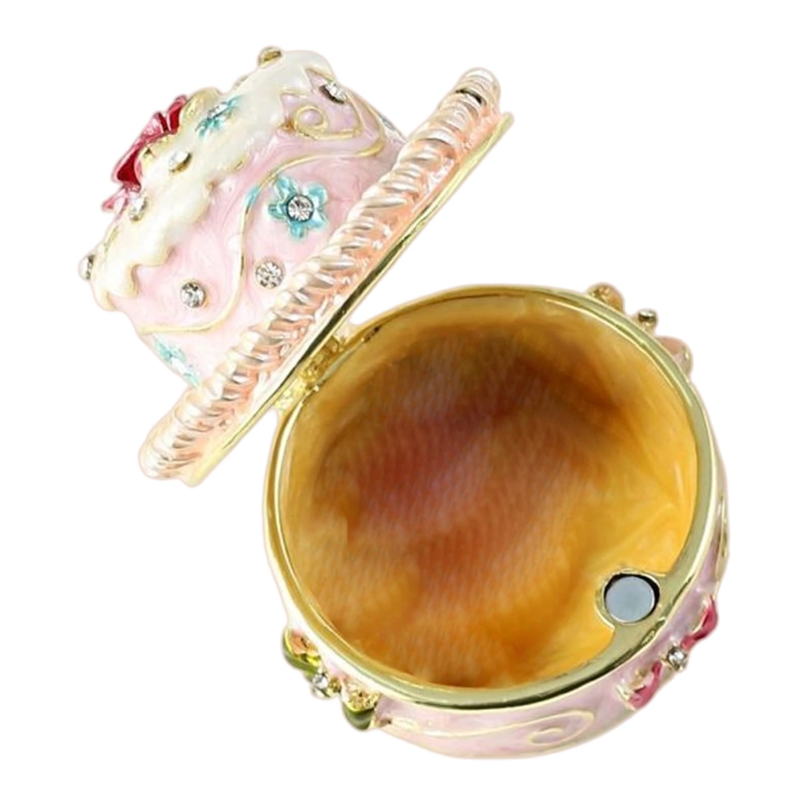Kaeltsyn Metal Enameled Jewelry Box Cake Shape Home Decors Enameled Accessory Case Women Girls Dainty Jewelry Container
