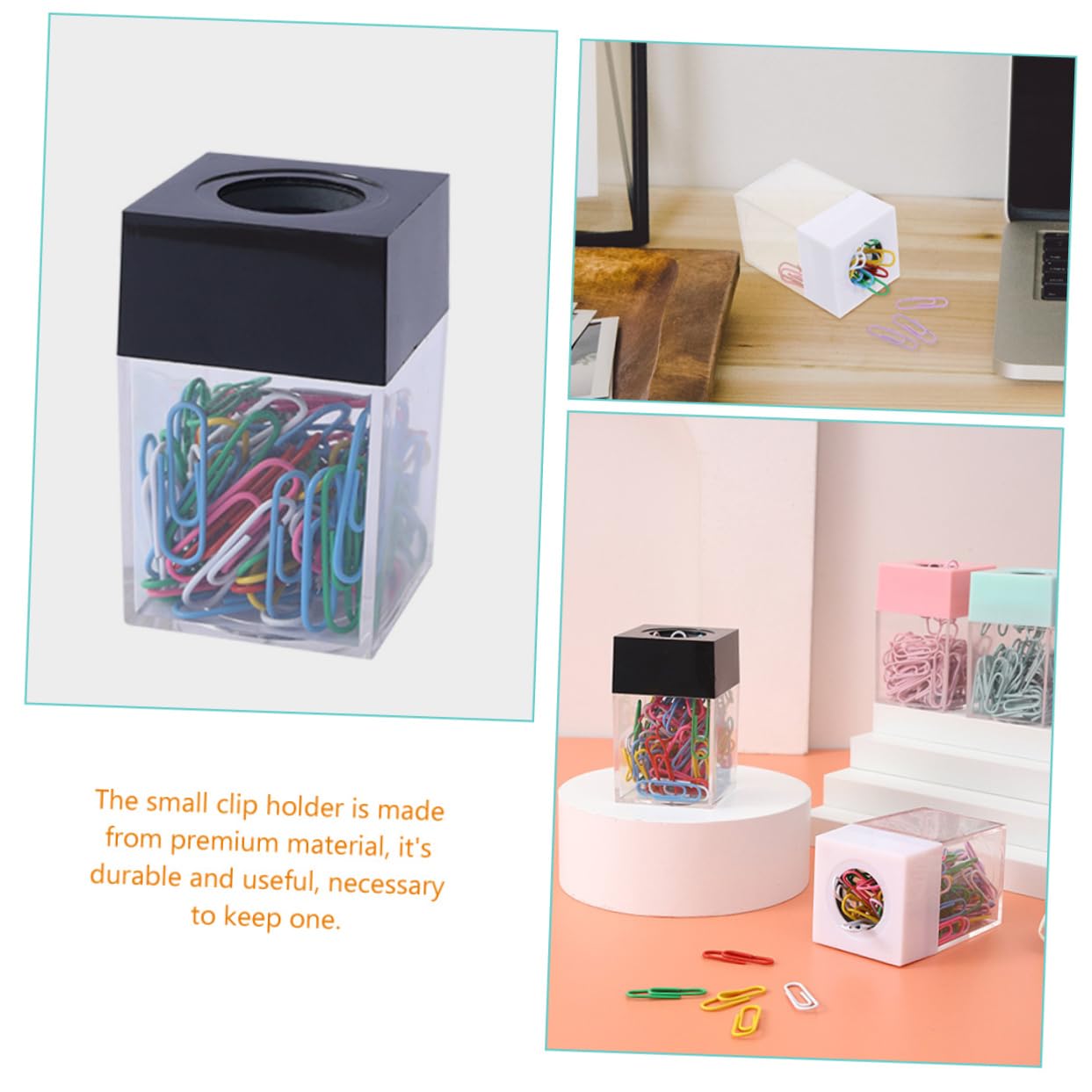 SHINEOFI 10 Pièces seau à épingles boite rangement boite de rangement conteneurs de bureau porte-clip carré conteneur de clips porte-trombones transparent magnétique agrafe support aimant
