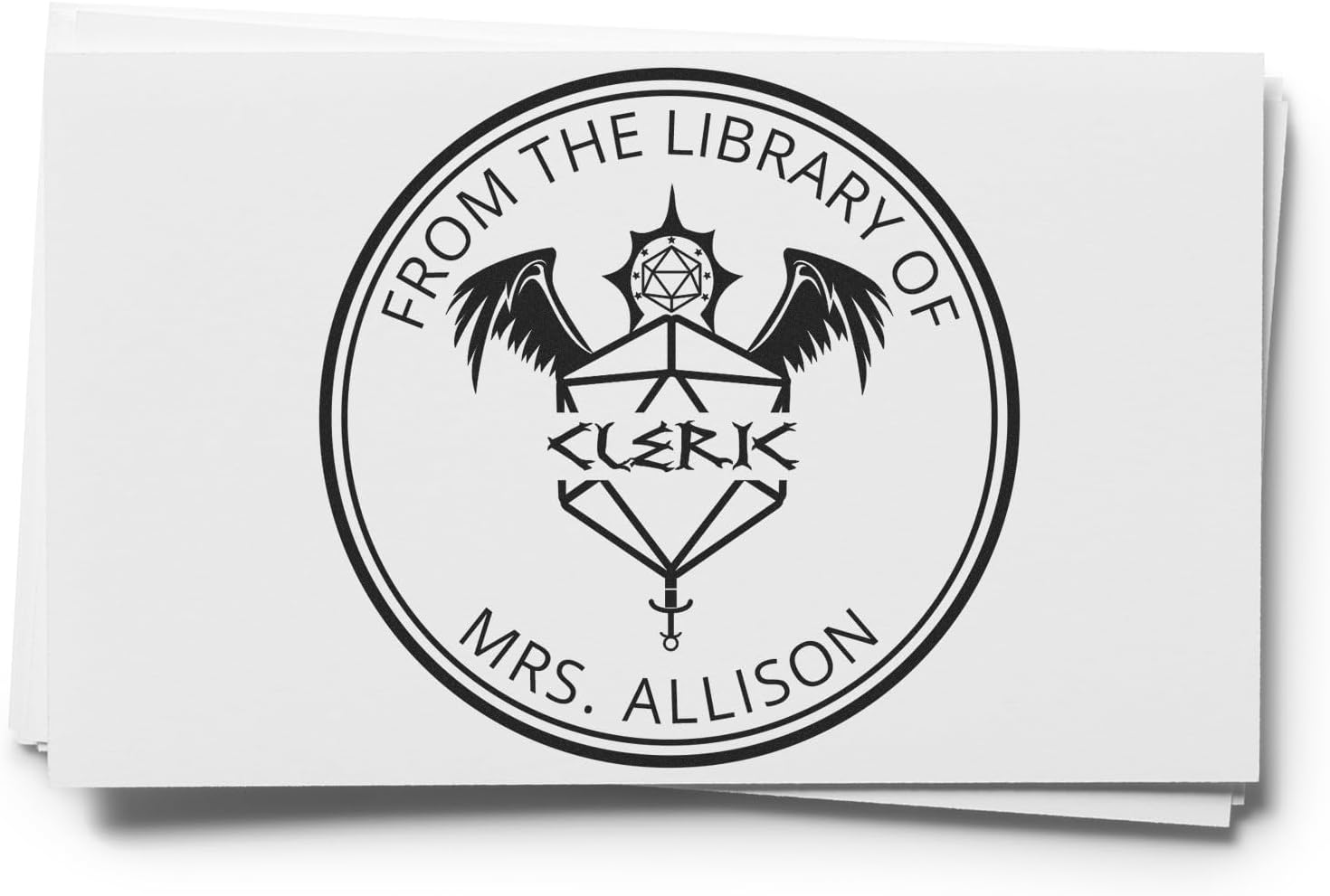 Self-Inking Quiver of Ehlonna D&D Gamer Book Stamp | Personalizable Book Lover Stamp for RPG Collection | Customizable Home Library Stamper Ex Libris Bookplate | Fantasy Gaming Library Organizer 1-5/8