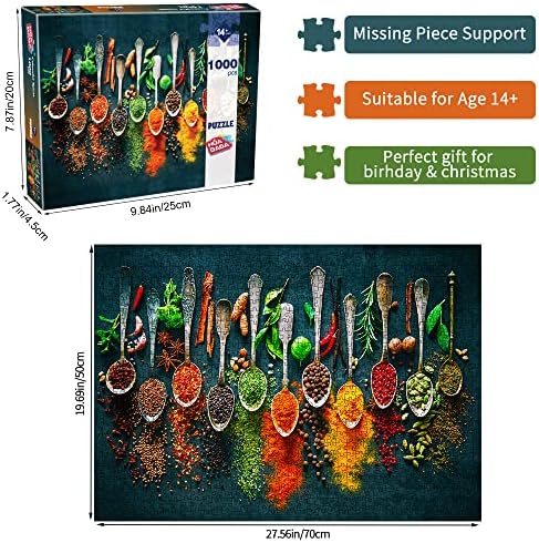 HUADADA Jigsaw Puzzles 1000 Pieces for Adults jigsaw puzzles for adults 1000 Piece Puzzle Educational Games-Colourful spices from all over the world
