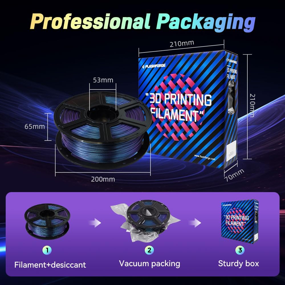 FLASHFORGE Chameleon Gradient Rapid PLA Filament Burnt Titanium & Nebula Purple, High Speed PLA Filament 1.75mm Max 500mm/s Fast Printing, Displays Shimmering Effects from Various Angles and Light