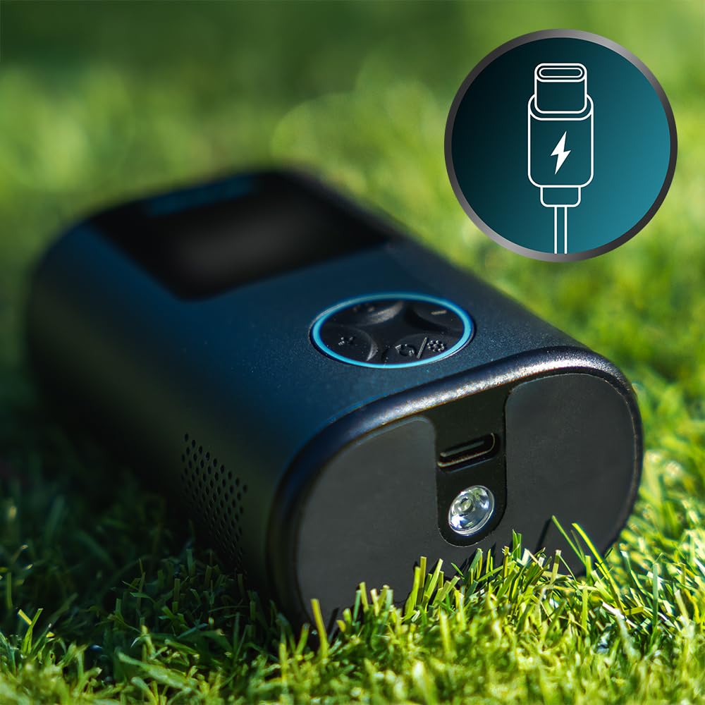 Cecotec Tragbarer Luftkompressor, kompakte elektrische Luftpumpe für Fahrrad, Motorrad, Auto und Bälle Mini Air Max, doppelter 600-mAh-Akku, Kapazität 150 PSI, bürstenloser Motor, 150 g