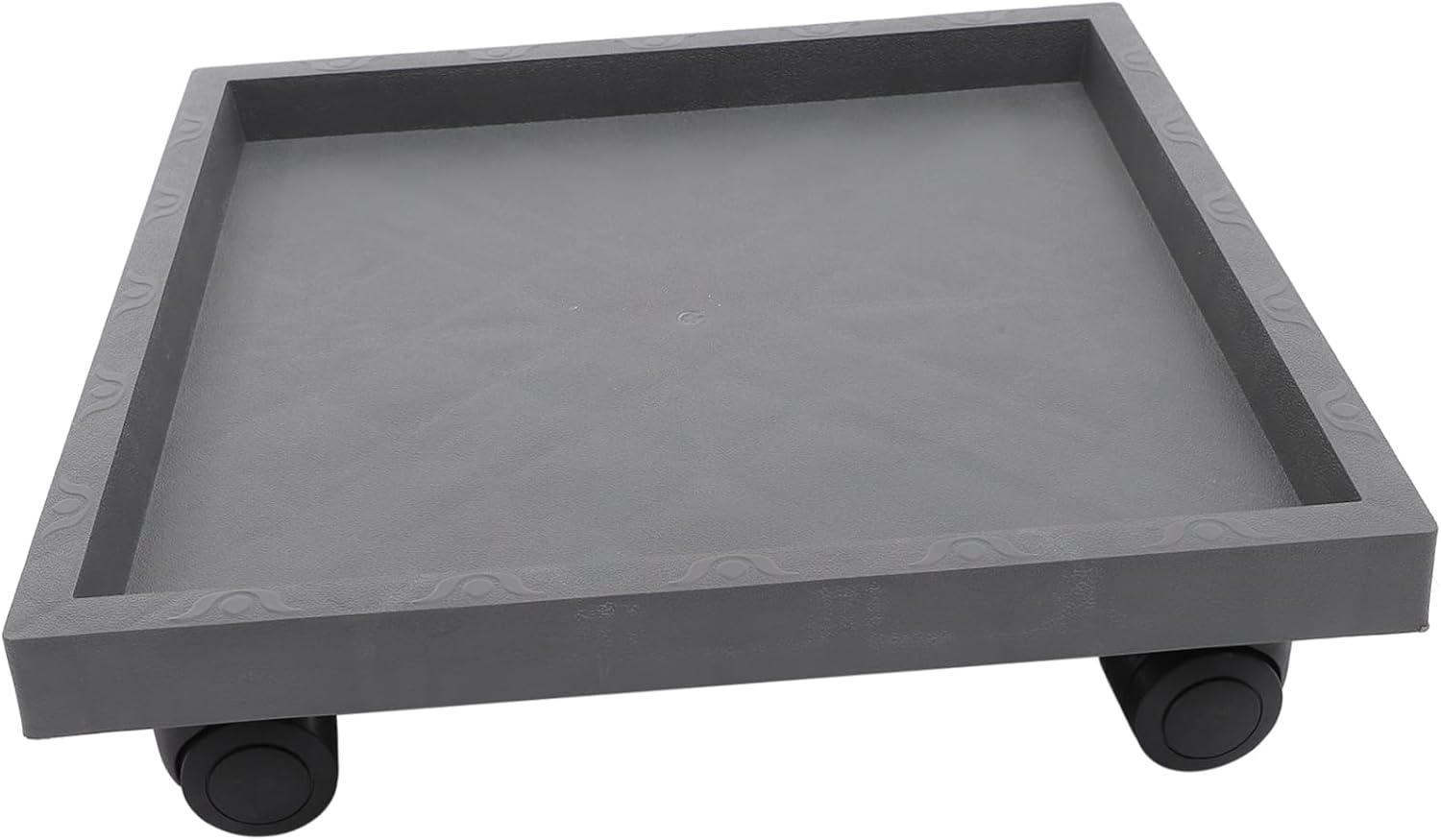 VICASKY 1Pc Moveable Flower Pot Tray with Wheels Durable Resin Planter Holder for Easy Mobility Wheel Design for Use Grey Color Model for Potted