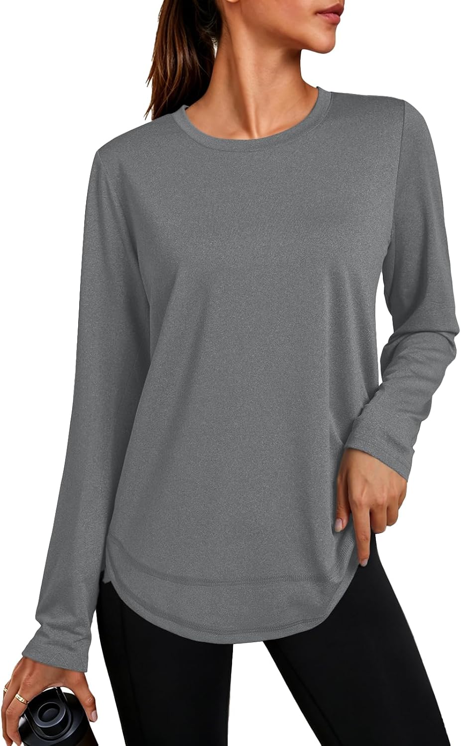 Womens Workout Tops Long Sleeve Crewneck Sports Yoga Running Shirts Quick Dry Outfits S-3XL
