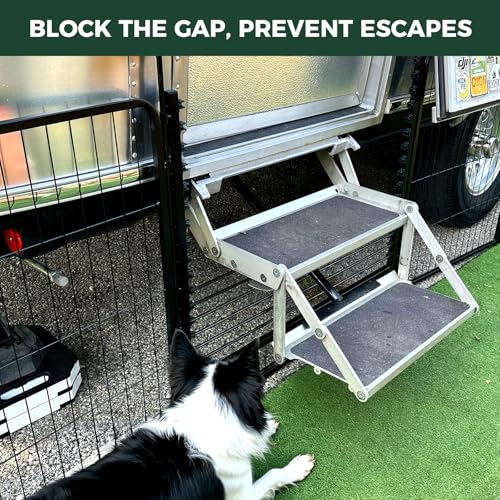 Image of FXW Rollick Unleashed Dog Playpen for Indoor, Yard, RV Camping, 45 inch 16 Panels Dog Pen with RV Step Grid for Large Dogs, Black│Patented