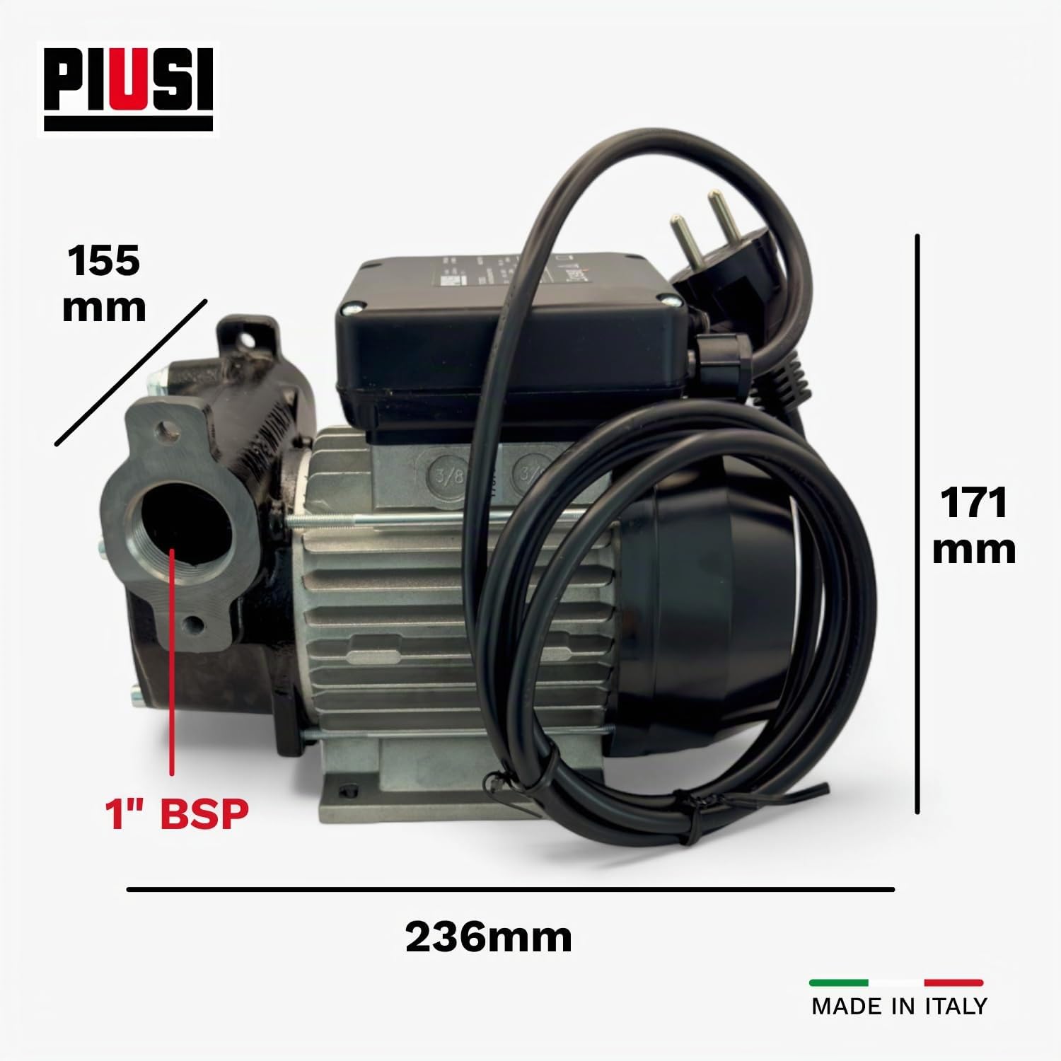 PIUSI Pompa Travaso Gasolio Elettrica Professionale - Portata 56 l/min 230V, Corpo in Ghisa, Ciclo Continuo, Valvola Bypass Integrata | Panther 56 (F00730000)