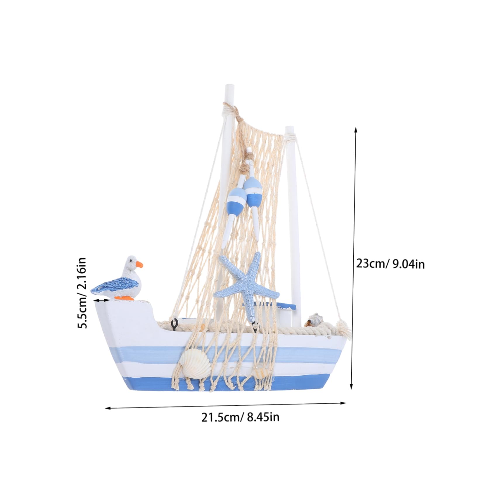Cabilock Wooden Sailboat Ornament Hand-Carved Nautical Boat Model Office Desk Decor Craft Nautical Theme Party Sailboat Decor (Size M)