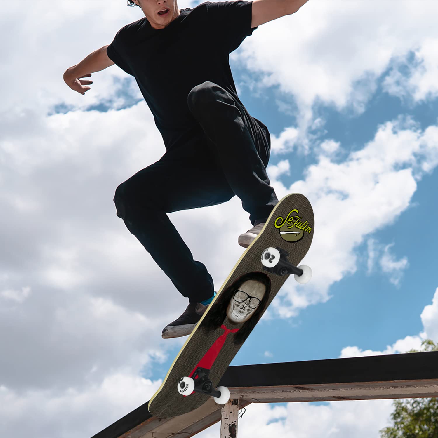 Completo Skateboard para Principiantes, 79 x 20 cm Completo Skateboard para Adolescentes Adultos, 9 Capas Monopatín de Madera de Arce ABEC-7 Skateboard, Longboards
