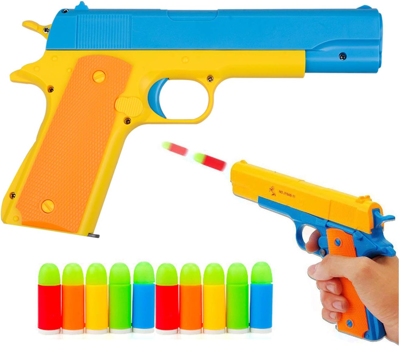 Rivoean Toy Gun - 1Pcs Toy Pistols Realistic Colt 1911 Luminous Soft Bullets Pistol