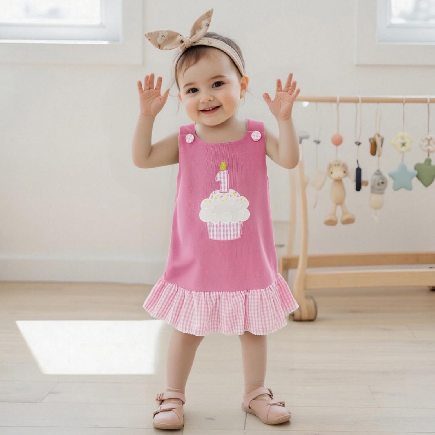 Baby Girl First Birthday Outfit Cake Smash Dress One Year Old Birthday Dresses Fall Winter Tunic Playwear - Image 3