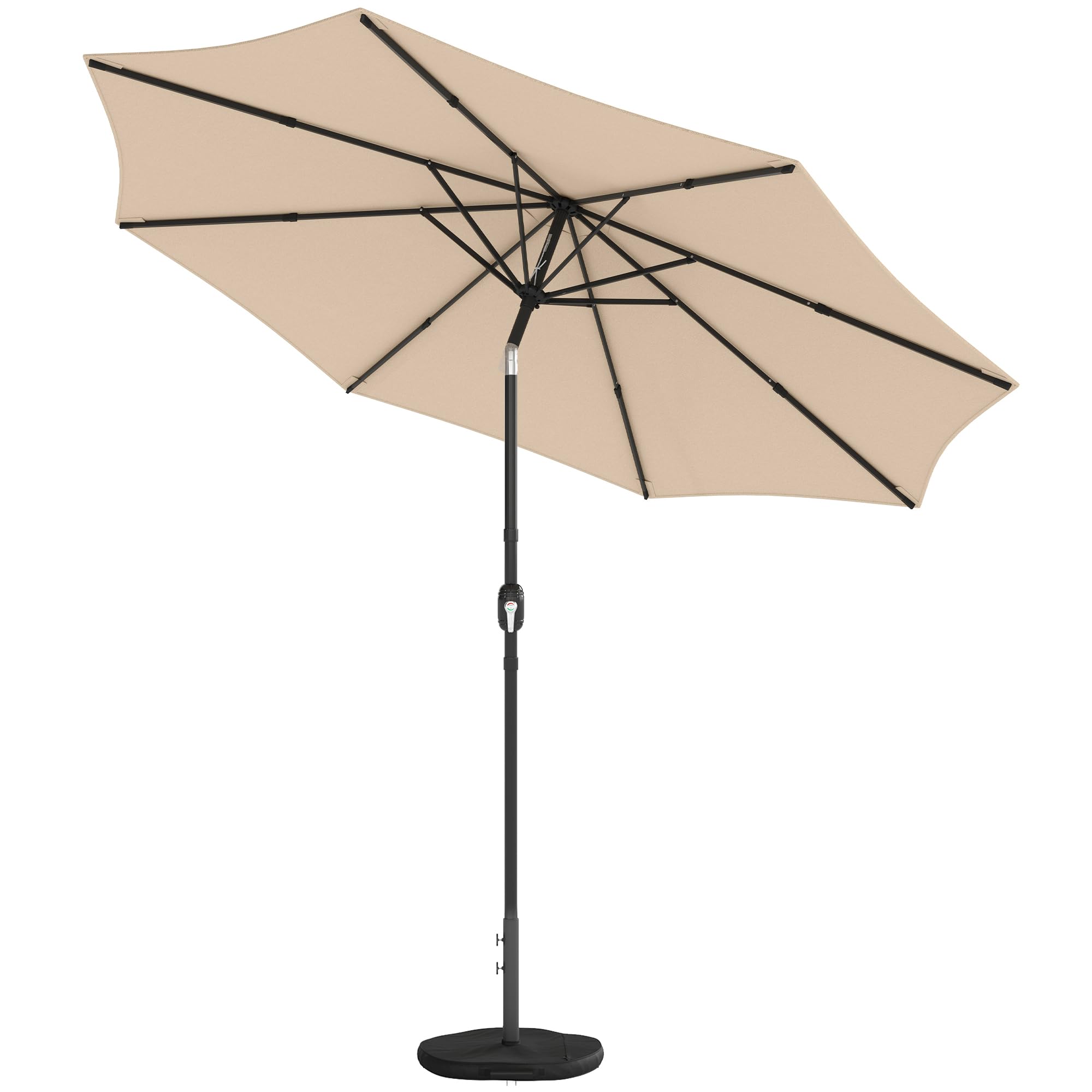Outsunny 2.7 m Garden Parasol Umbrella with Cross Base and Sandbag, Retractable Ribs, Outdoor Table Market Patio Umbrella Sun Shade with 30 Degree Tilt and Crank, Vent — view 10