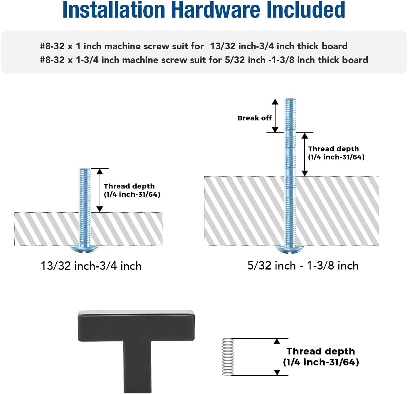 JOY DECOR 20 Pack Cabinet Knobs, Black Cabinet Handles, 2 Inch Kitchen Knobs, Single Hole Drawer Hardware for Dresser Drawers