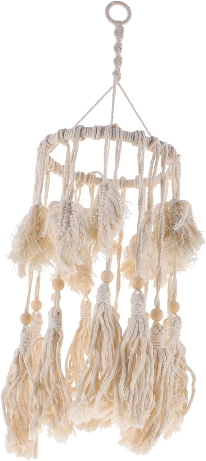 Macrame Rope Woven Lamp Shade Bohemian Style Ceiling Light Cover for Bedroom Living Room and Hotel Decor Beautiful and Sturdy Design Easy to Various Lamps