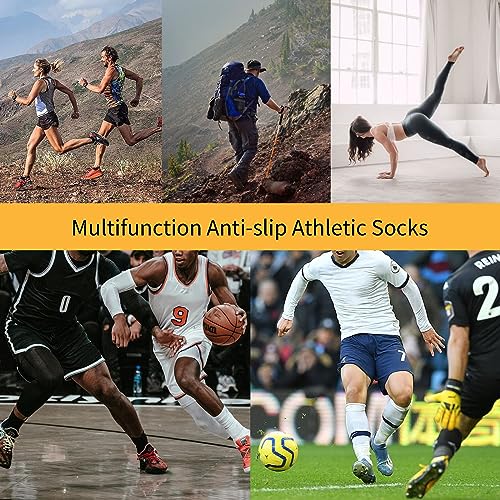 L04Ayaby Mens Athletic Socks Grip Socks Soccer Seamless Workout Socks For Men 9-12 Running Black White Blue Red 4 Pack #TOP6
