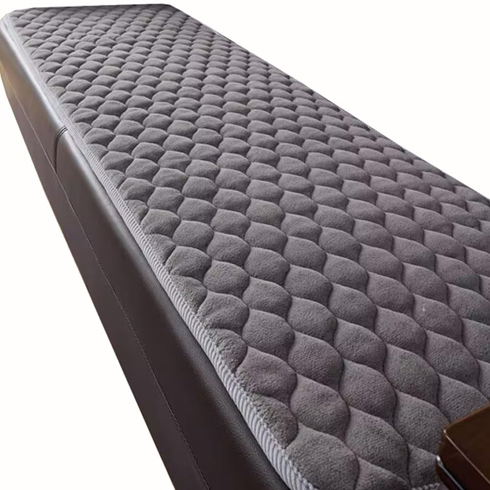 Coussin pour Canapé/Banc/Jardin en Flanelle Épais et Doux Taille Personnalisée, Lavable à la Machine(Gris,55x190 cm 22x75 in)