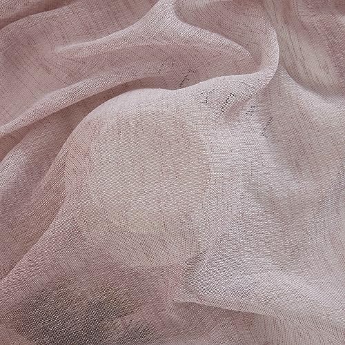 Hlc.me Penelope - Blush Sheer Curtains - Faux Linen Curtains, Semi Sheer Privacy Sun Light Filtering Window Pocket Curtains Drapery Panels For Bedroom & Living Room, 2 Panels (54 W X 84 L, Blush Pink) #TOP7
