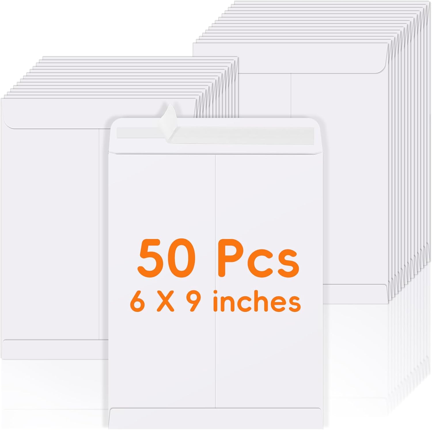 50 Pack 6x9 Envelopes Self Seal, White Catalog Mailing