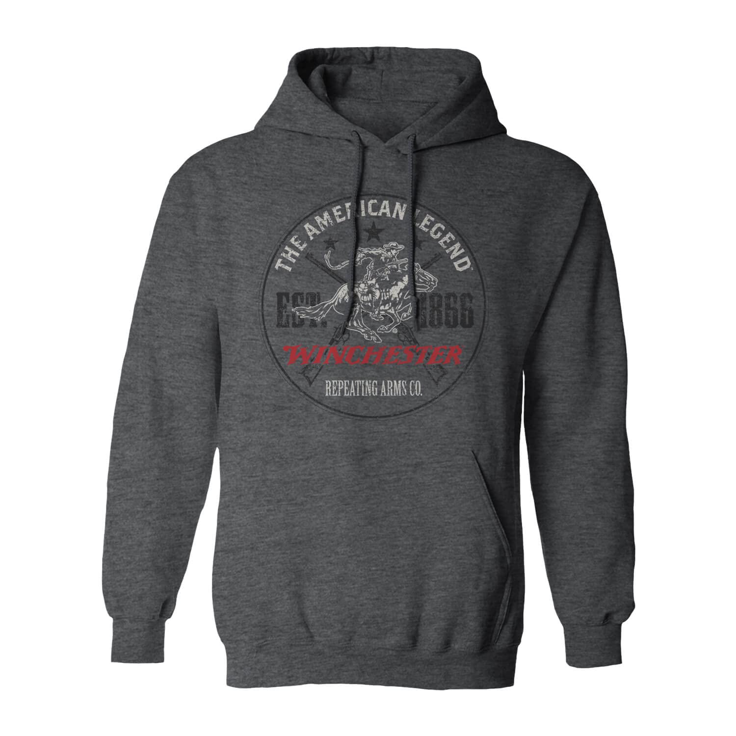 Winchester Classic - Official Repeating Rider Legend Printed Fleece Pullover Hooded Sweatshirt for Men, Women, Unisex