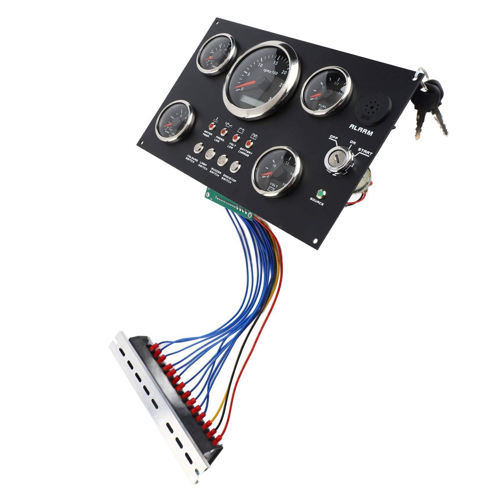 Set di 5 Strumenti per Pannello Strumenti per Imbarcazioni Marine - Livello dell'olio 12 V, Temperatura dell'acqua, Pressione 'olio, Display della Tensione - 7 Opzioni di Colore