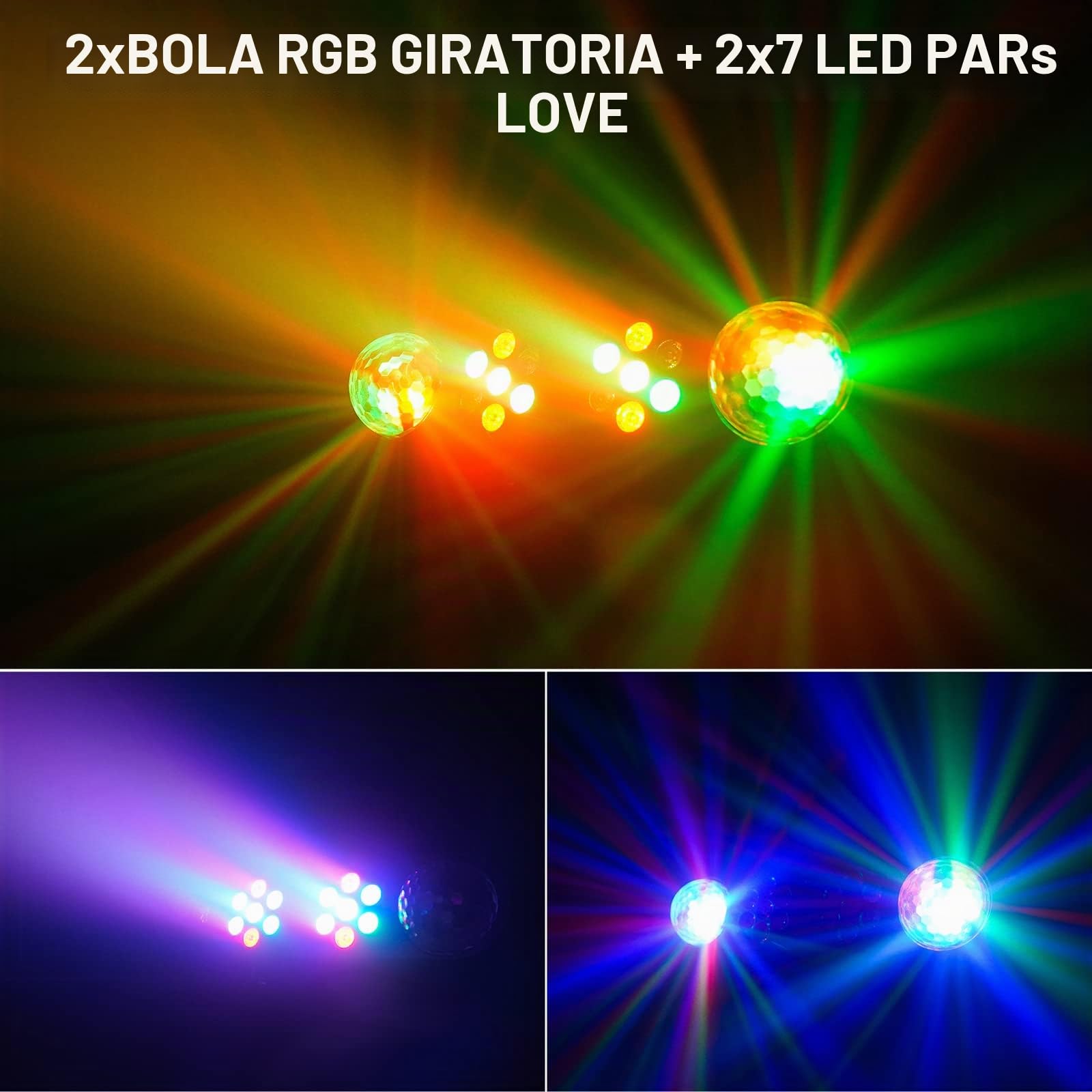 Luz de DJ con trípode, luces de bar, bola giratoria para discoteca, mando a distancia e iluminación de escenario, activada para bares, conciertos, eventos móviles, bailes, bodas, Halloween