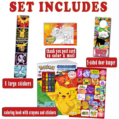 Image of Bendon Pokemon Stickers Activity Set with Pokemon Coloring Book with Stickers, Reward Sticker Set, Craft Door Hanger