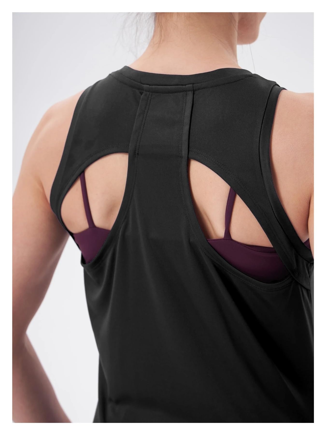 Canotte da allenamento da donna 3 pezzi Canotte da yoga senza schienale da donna Canotte da corsa Fitness T-shirt senza maniche Gilet ad asciugatura rapida Abbigliamento sportivo Allenamento femminile