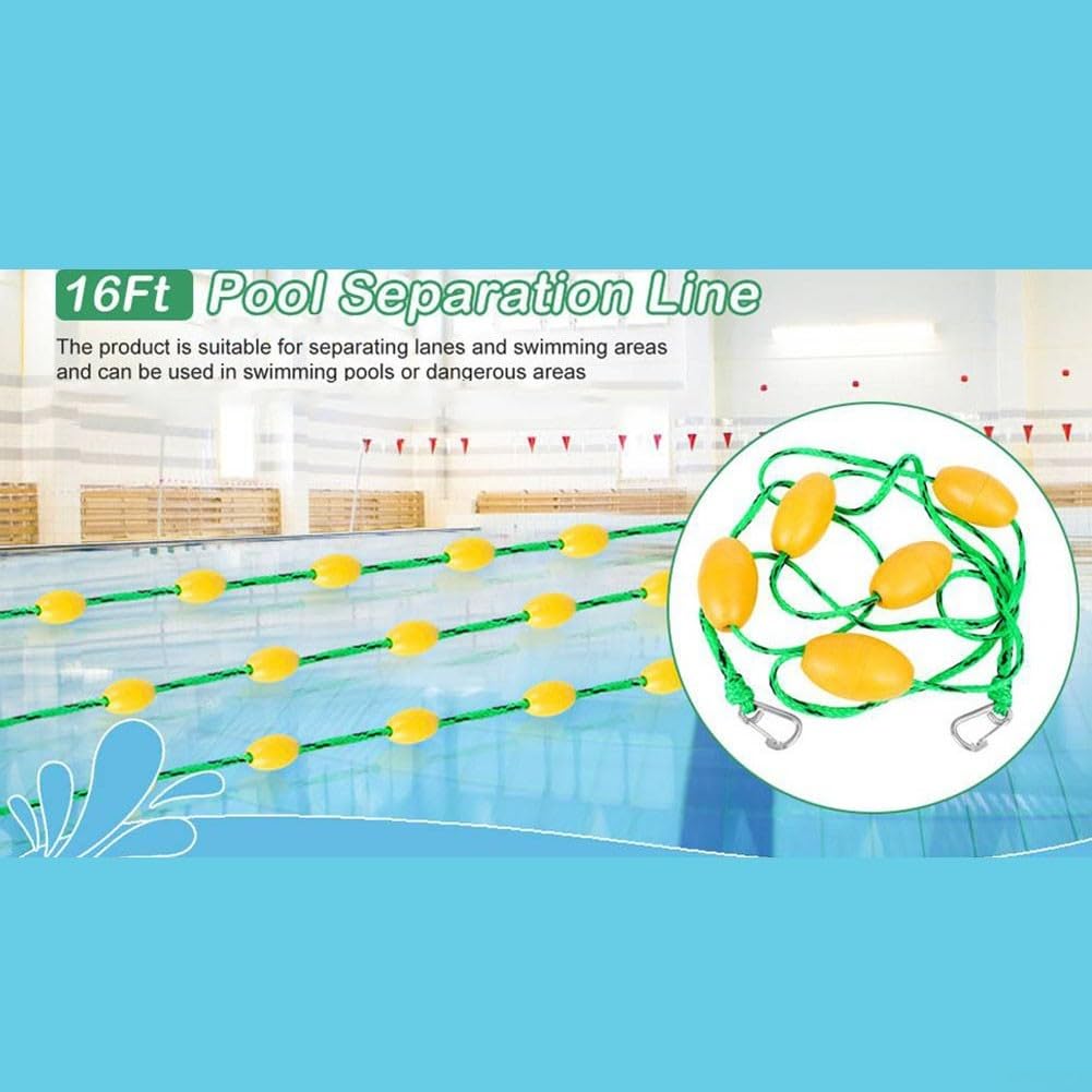 Schwimmbad Bahnenleine Sicherheitsseil 5M/16ft Trennleine Mit 5 Schwimmkörpern Für Pool UV-Beständig(Green Black)